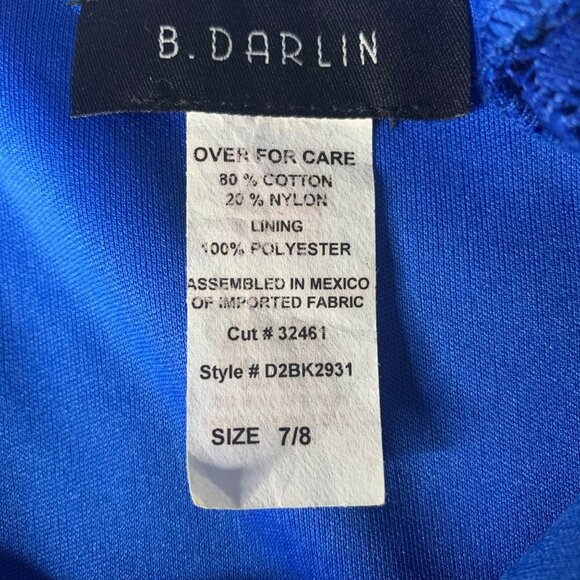 B. Darlin Blue Lace Short Sleeve Elastic Waist Mini Dress - Picture 3 of 9